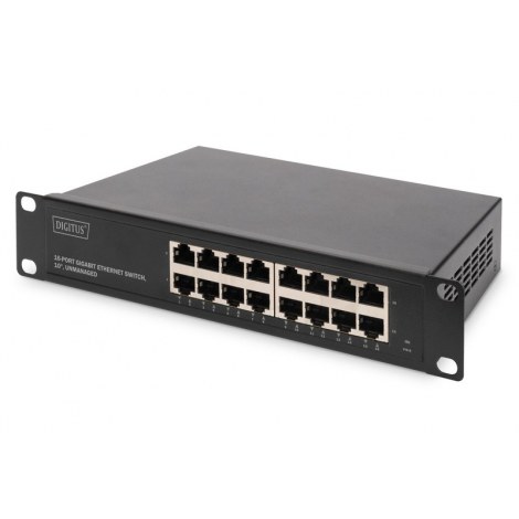 Digitus | 16-port Gigabit Ethernet Switch | DN-80115 | Unmanaged | Rackmountable | 10/100 Mbps (RJ-45) ports quantity | 1 Gbps (